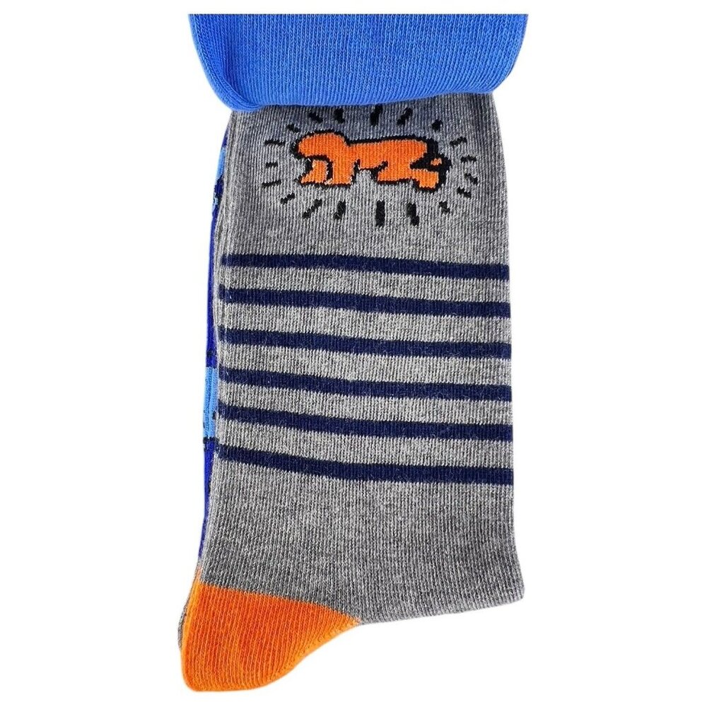 New Keith Haring 3 Pack Crew Socks Size 10-13 Mens Dancers Radiant Baby Stripe - Picture 5 of 9
